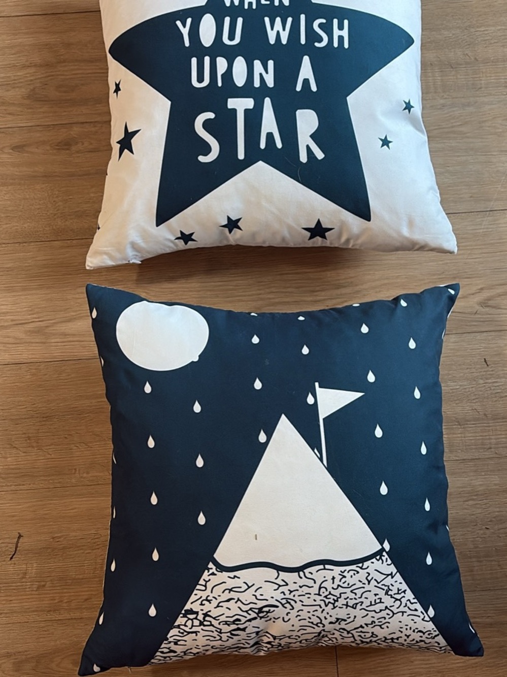 Navy and Cream Star & Mountain Decorative Throw Pillow Pair
